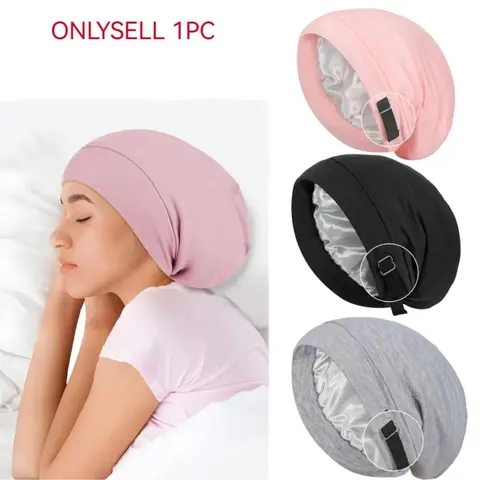 Women's Adjustable Satin-Lined Sleep Bonnet - Anti-Frizz, Anti-Knot Hair Protection Night Cap, Soft Breathable Haircare Hat for Curly Hair, 1-Size Portable Travel & Camping Essential