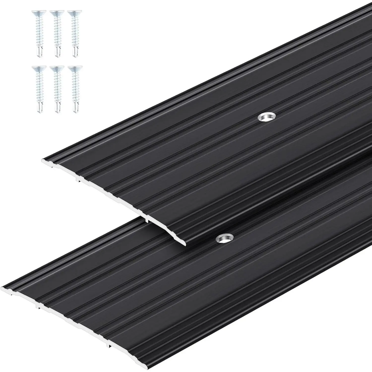 2 count 5" X 1/4" X 36"  Saddle Door Threshold, Black | Interior Commercial Fluted Saddle Door Threshold, for Doorway Entryway Access, Durable Sleek, Indoor and Outdoor Protection