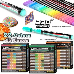 15 Color Series Acrylic Marker Pens, 22 Colors Per Series, Fine Tip 0.7mm, Quick-Dry Ink, Ideal for Art, Craft, and DIY Projects