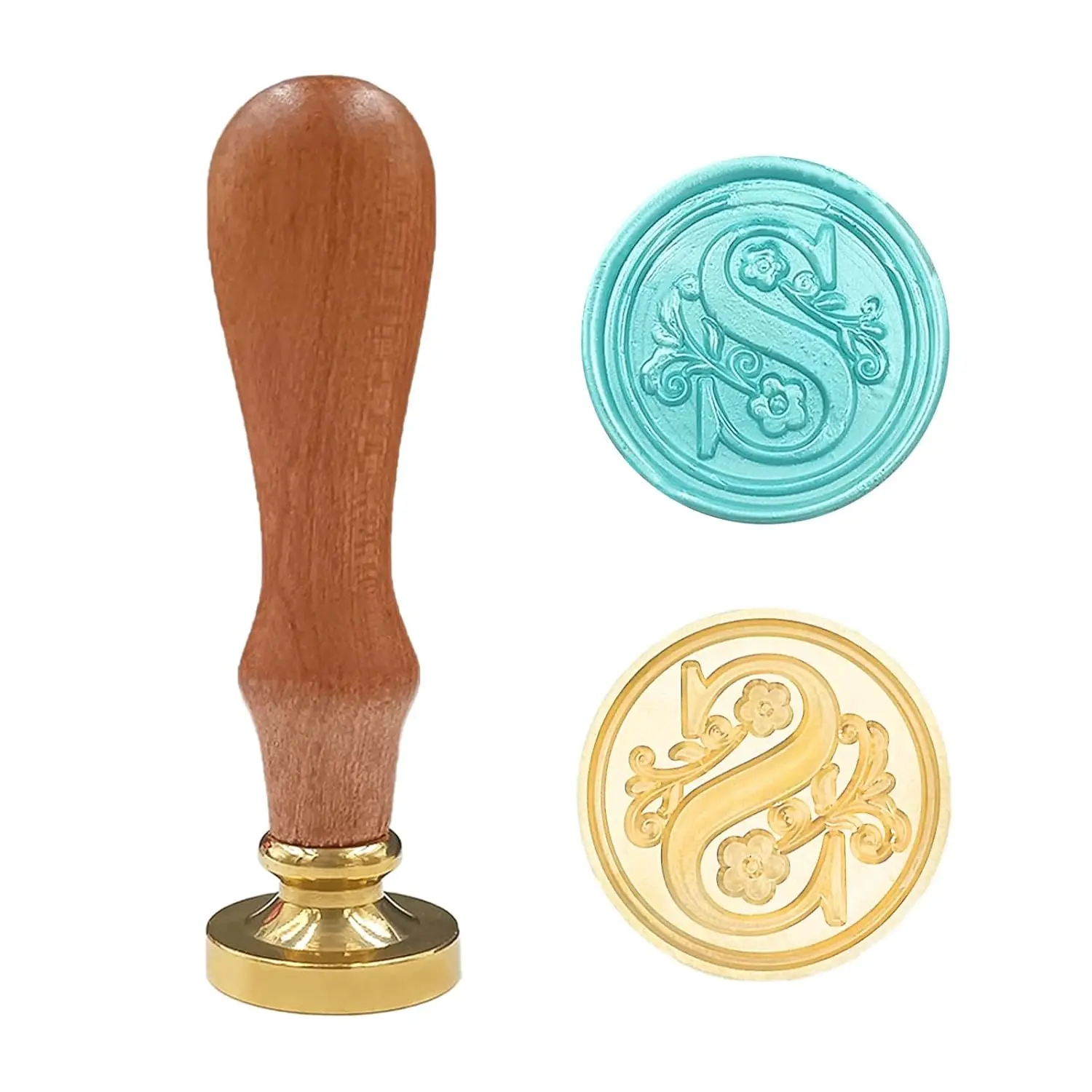 Medieval Traditional Initial Alphabet Wax Seal Stamp Brass Head Wooden Handle for Card Envelope Gift (Letter S)