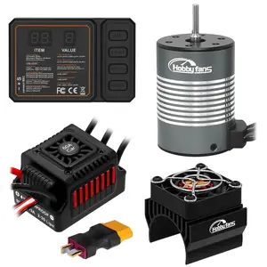 Waterproof S3650 4300KV Brushless Motor 3.175mm Shaft 60A Brushless ESC Electric Speed Controller Combo with Heatsink Programming Card for 1/10 Remote Control Car Truck Red