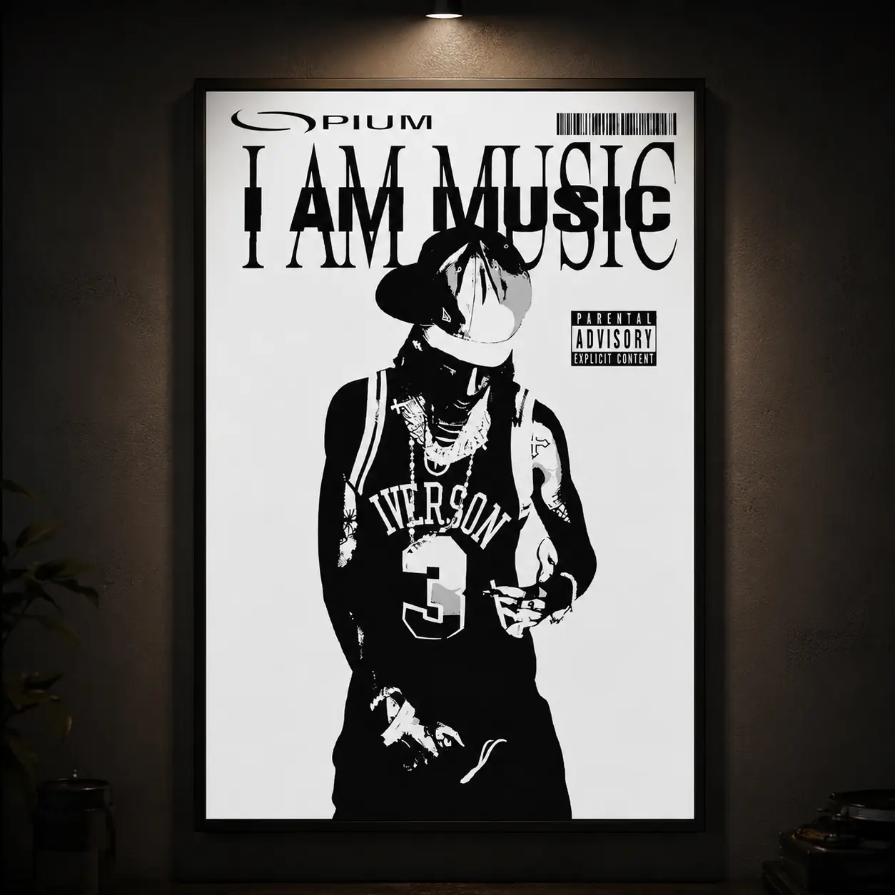 "I Am Music" Album Cover Art Poster, Stylish Trap Music Wall Art Canvas Print, Street Aesthetic Home Decor, Bedroom Decor, Cool Men's Room Wall Art, Dorm Office Decoration, Hip-Hop Fan Gift, Modern Music Artwork, Room Essentials, Trendy Canvas Poster