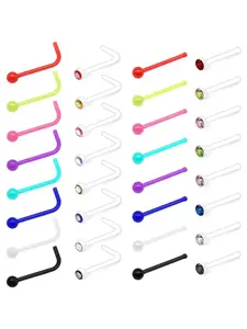 32pcs Transparent Nose Studs, Small Plastic Nose Rings Retainer, Nose Ring For Women & Men