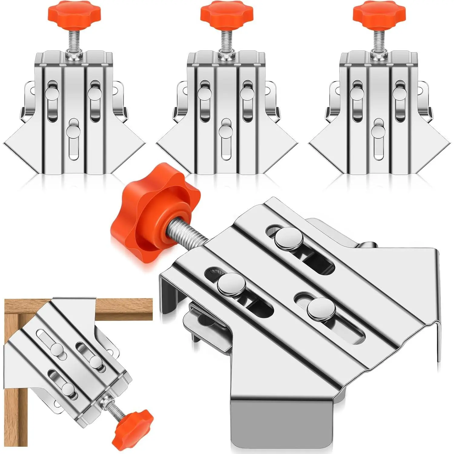 4 Pcs Corner Clamps for Woodworking, Multipurpose Stainless 90 Degree Angle Clamp with Aluminum Alloy Swing, T Shapedclamps for Woodworking Photo Framing Men Dad