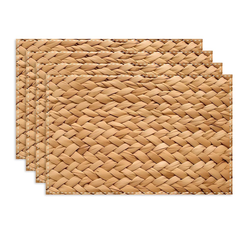 4/6pcs Fall Harvest Placemat Festive Woven Placemats for Home Decor, Kitchen Dining Table, Family Party; Perfect Gift for Celebrations Seasonal Gatherings, Rustic Charm for Thanksgiving, Christmas, Easter More! 32x42cm/12.6x16.5inch