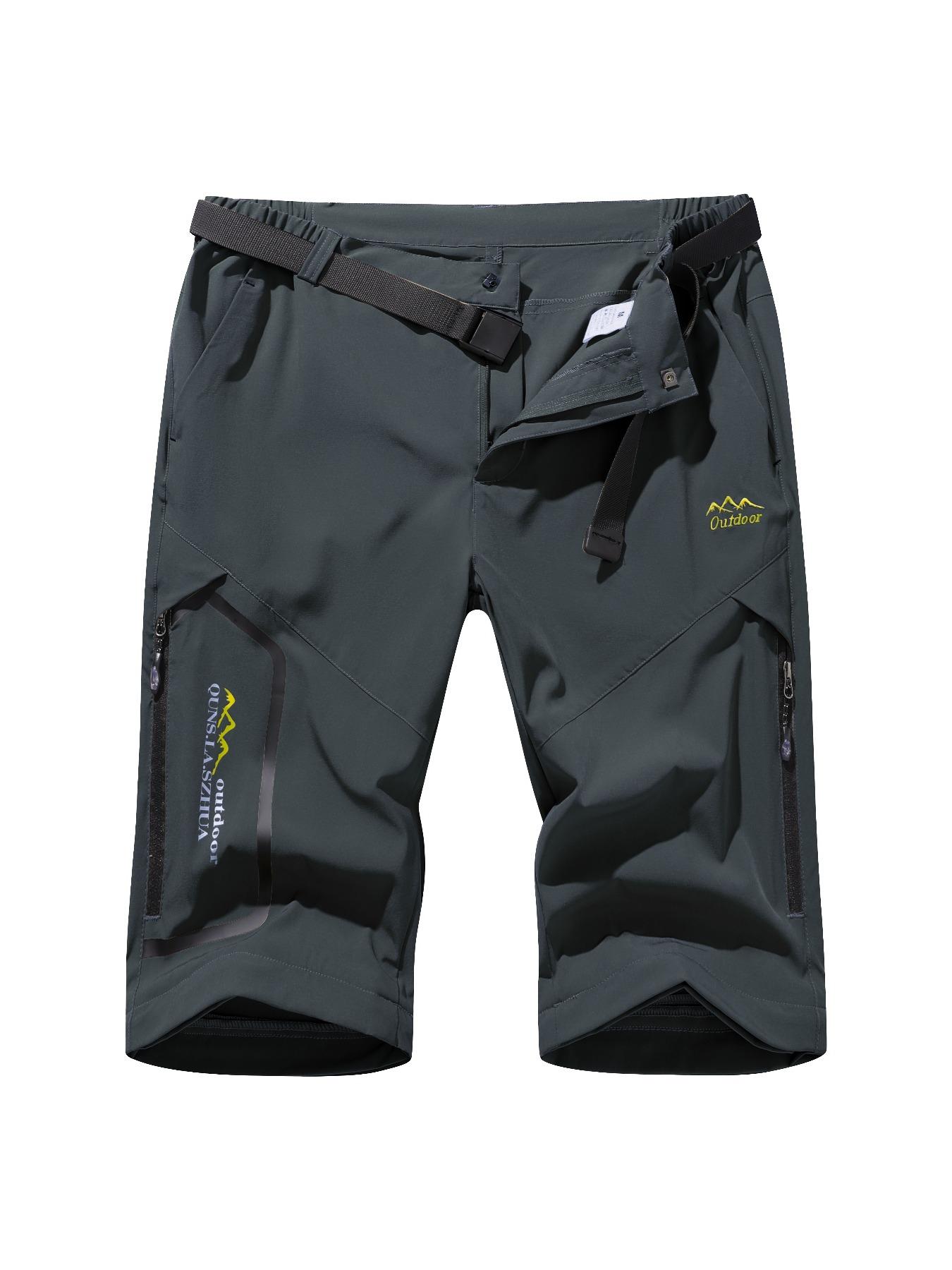 YYK brand Men's Zipper Design Pocket Waterproof & Windproof Outdoor Pants, Regular Fit Casual Detachable Leg Comfy Trousers for Outdoor Activities, Men's Bottoms for All Seasons