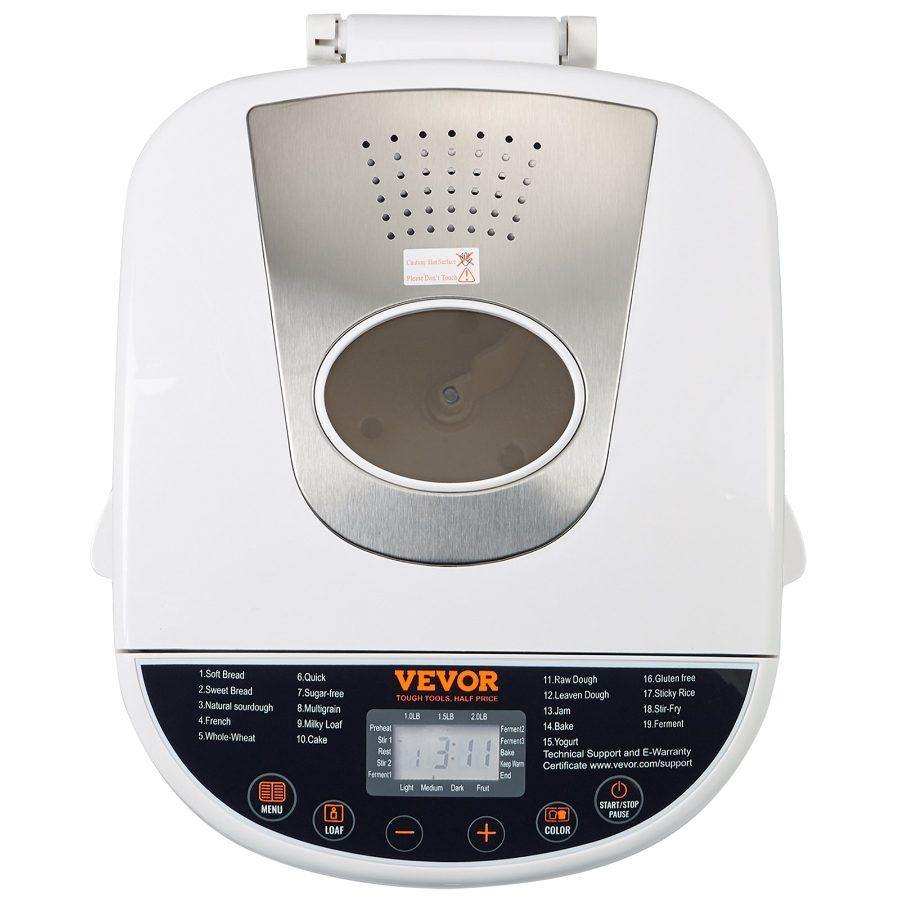SummerWins650W Digital Programmable Kitchen Bread Maker, 2LB Capacity, 19 Menus, Nonstick Ceramic Pan, Gluten-Free Mode, Whole Grain Setting, 3 Loaf Sizes, 3 Crust Colors, White Multifunction Household Appliance, Household Appliancesdealsforyoudays