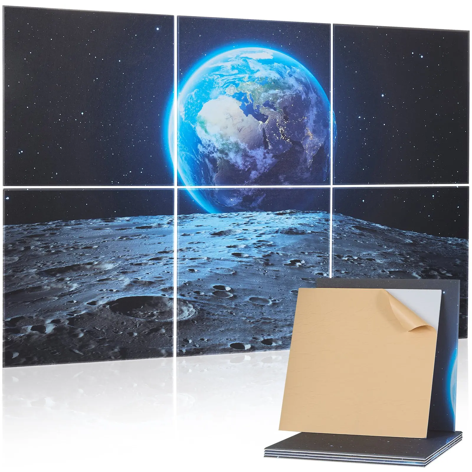 【Summerfinds】VEVOR 6-Piece Polyester Art Acoustic Panel Box Set, 70.87x47.24x0.4in Self-Adhesive Soundproof Wall Tiles, NRC 0.85 Secure-Material Sound Dampening Boards, Modern Pattern Aesthetic & Practical for Schools, Cinemas