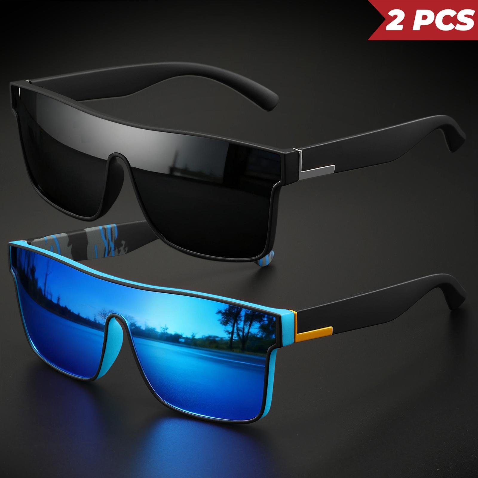 2 pairs of unisex sports sunglasses with integrated UV400 surround lenses, featuring colorful outdoor cycling options—suitable for running, driving, traveling, fishing, and everyday sun protection.