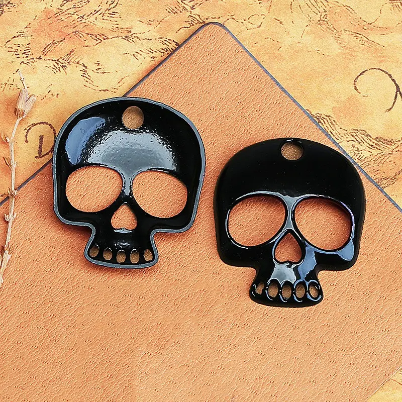 1pc Alloy Mask Skull Electroplated Pendant, Cross Wings Charm, Stud Earrings Accessory, Unique Jewelry Piece