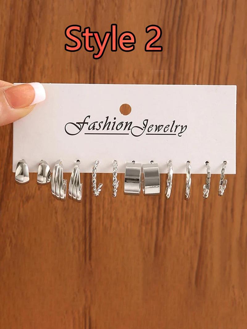 Faux Pearl Decorated Geometric Design Hoop Earrings, Summer Outfits 2024 Matching Earrings Set, Jewelry Accessories for Women & Girls, Fashionable Jewelry Accessories