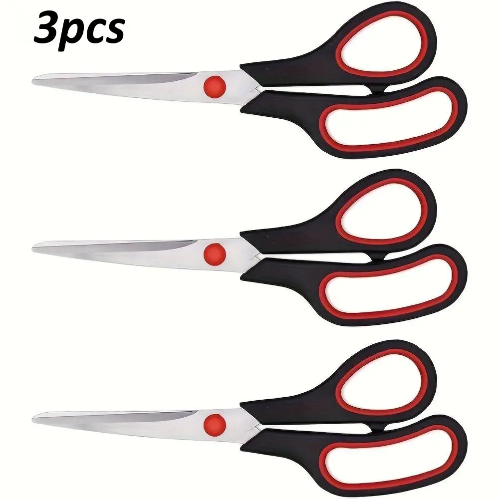 3pcs Ultra-Sharp Stainless Steel Scissors, Multipurpose Office Shears, Comfort-Grip Handles, Ideal for Household, Office, DIY Projects