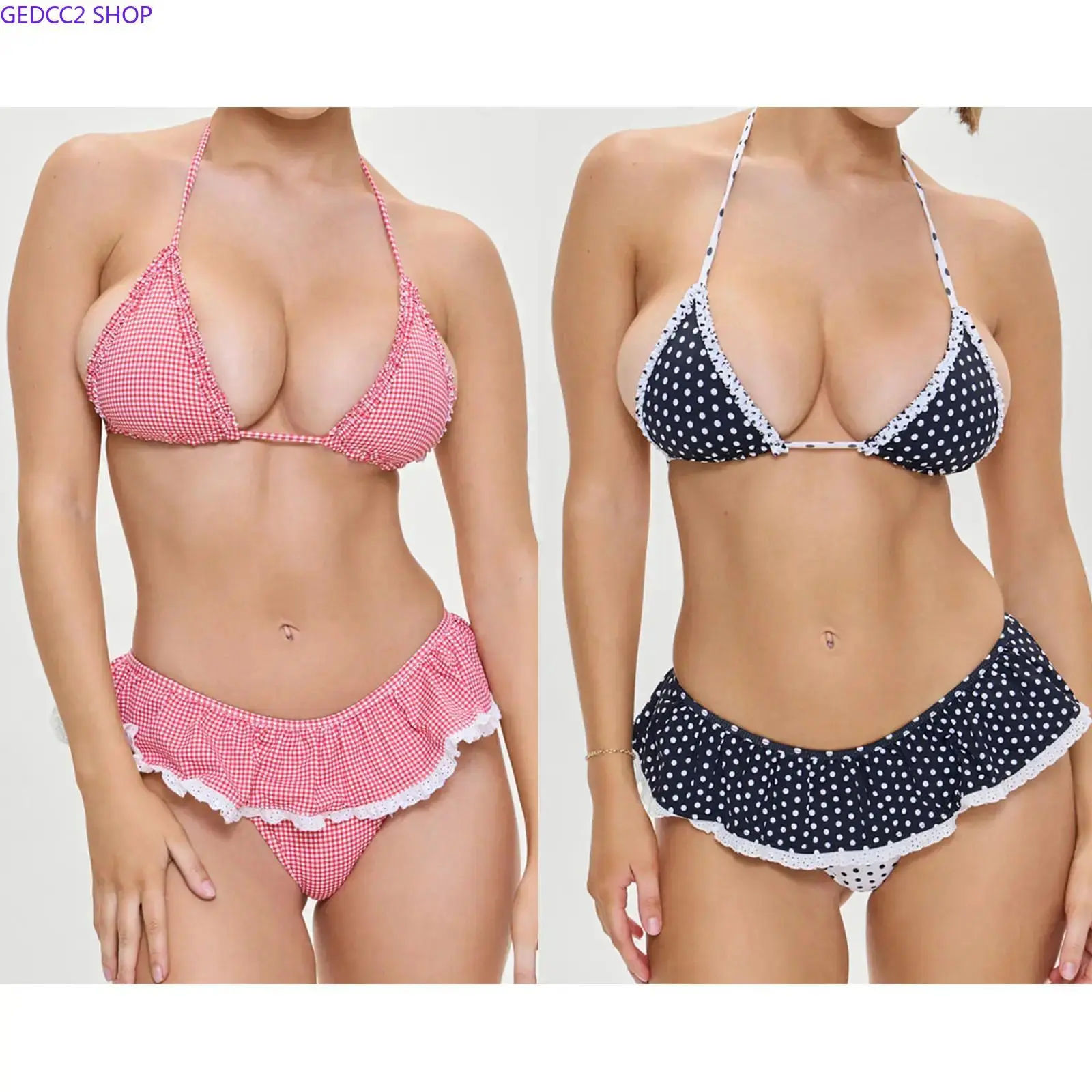 Women's 3-Piece Bikinis Set with Mini Skirt, Printed Halter String High Cut Bathing Suit, Quick-Dry Stretch Beachwear Swimsuit, Swimwear Sets, Halter Swim Top, Bathing Suits, Female