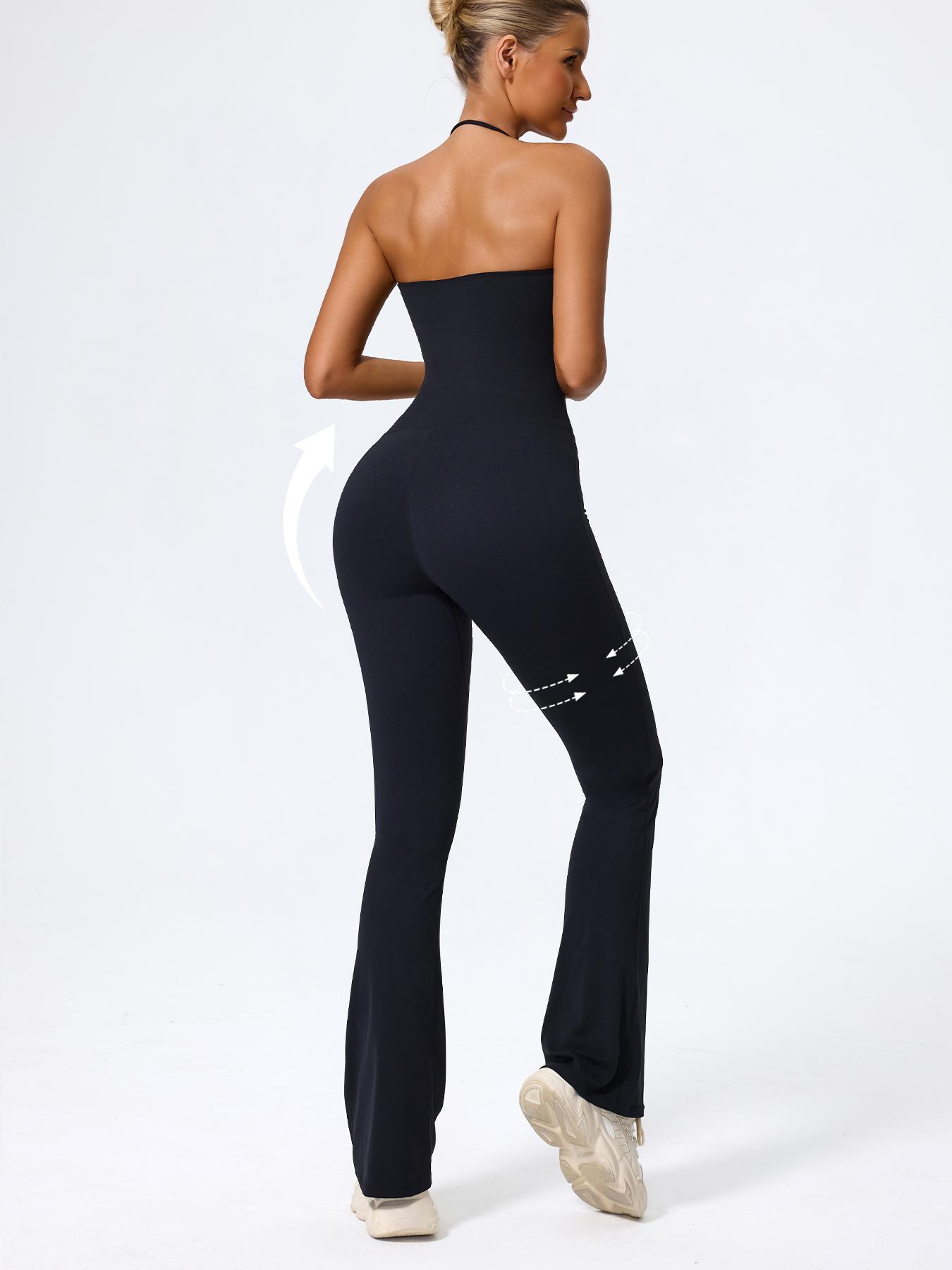 Women's Casual Sleeveless Yoga Jumpsuit, Soft Nylon Elastane Fabric No Padding Jumpsuit for Daily Wear, Outdoor Training, Gym Workouts