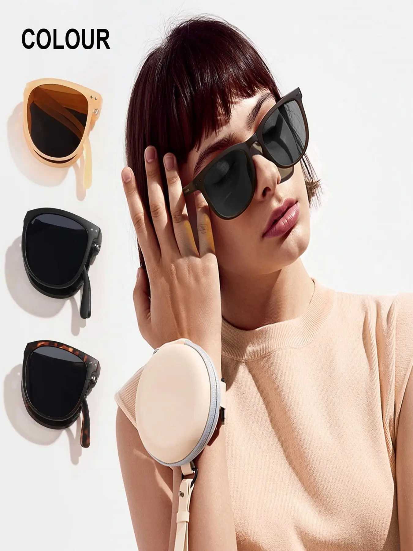 Foldable Polarized Sunglasses for Men and Women, Anti-Glare Driving Glasses, Lightweight Party Eyewear, Photo Props, All Seasons
