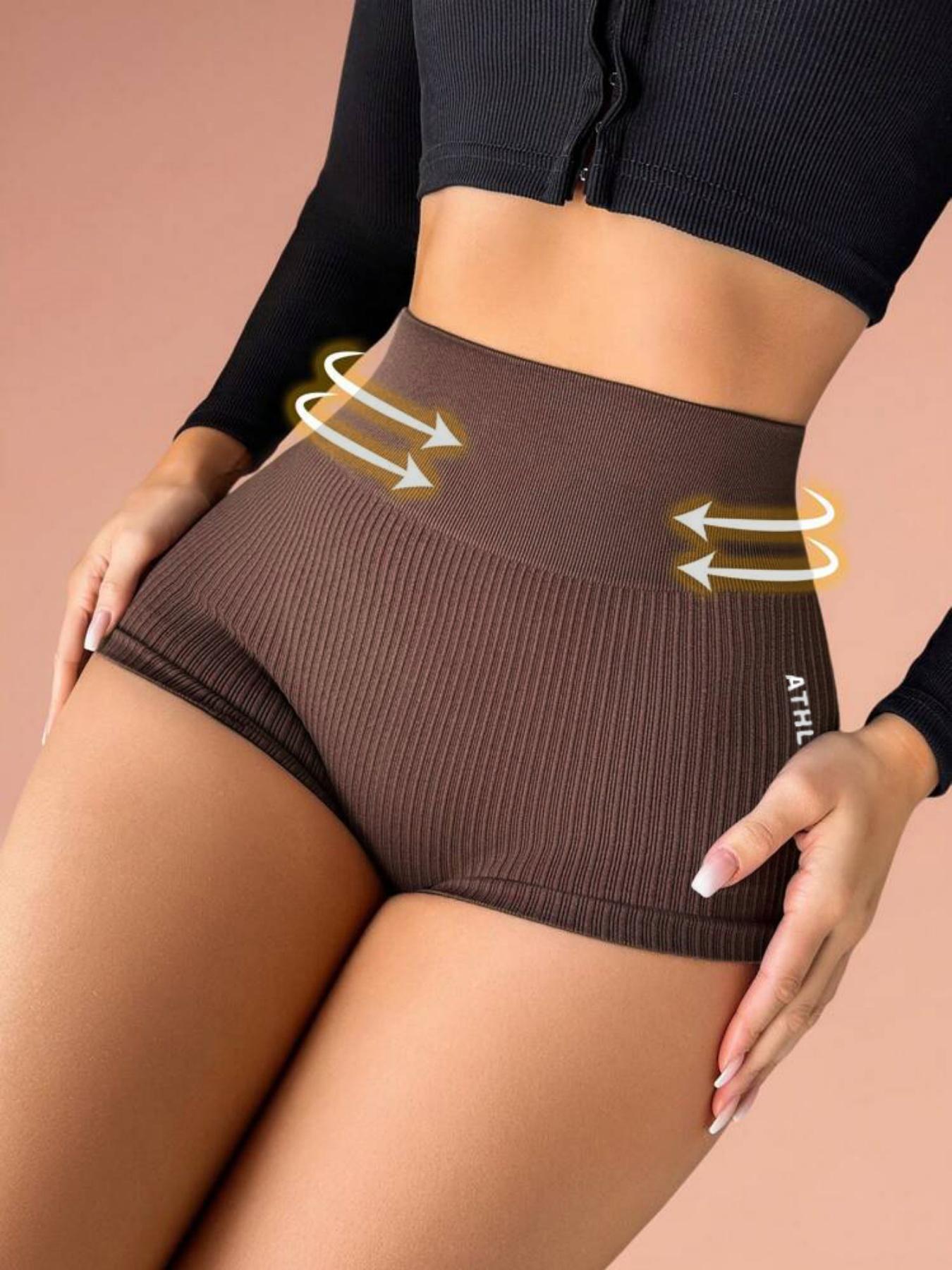 Women's Solid High Waist Gym Shorts, Breathable Comfortable High Stretch Yoga Shorts, Ladies Sportswear for Indoor Outdoor Wear Activewear