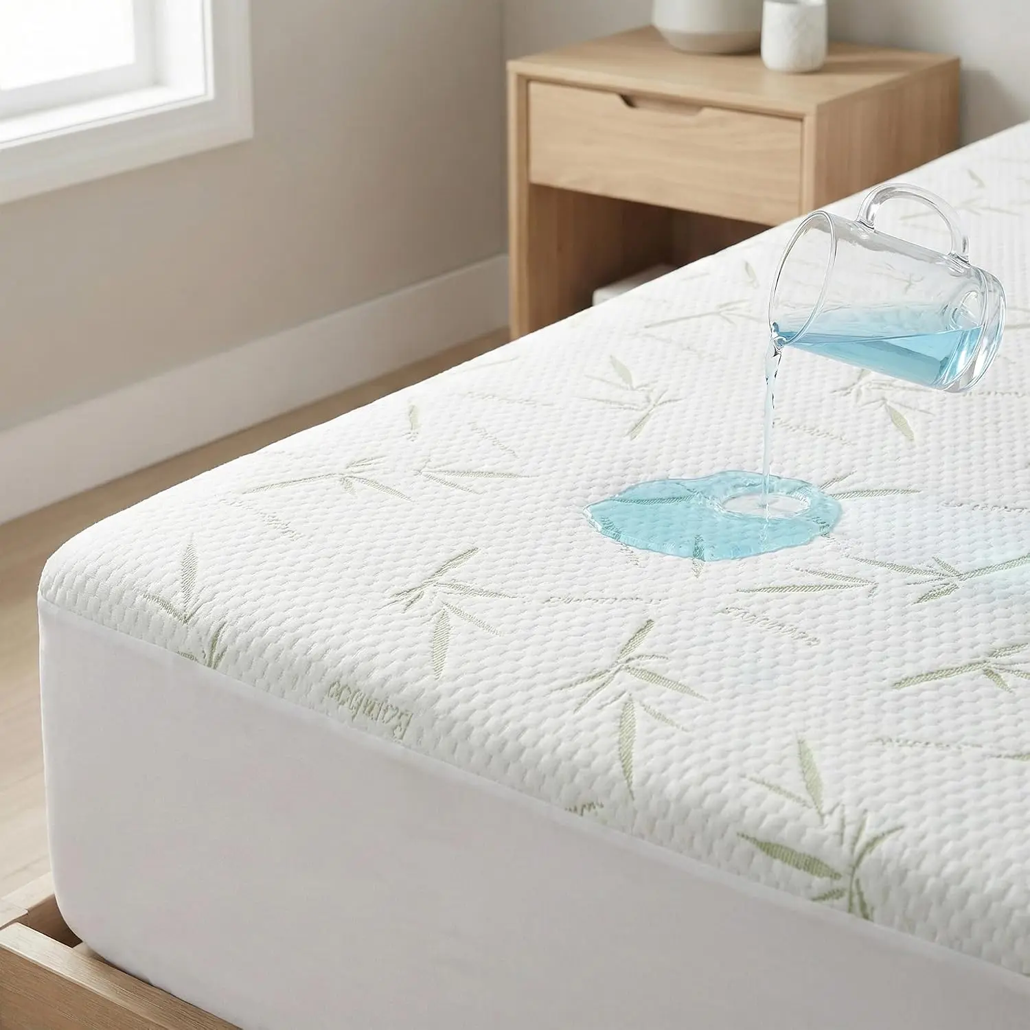 Mattress Protector  Size, Cooling  Viscose Mattress Cover, Soft Quiet Breathable, Deep Pocket 6"-18"
