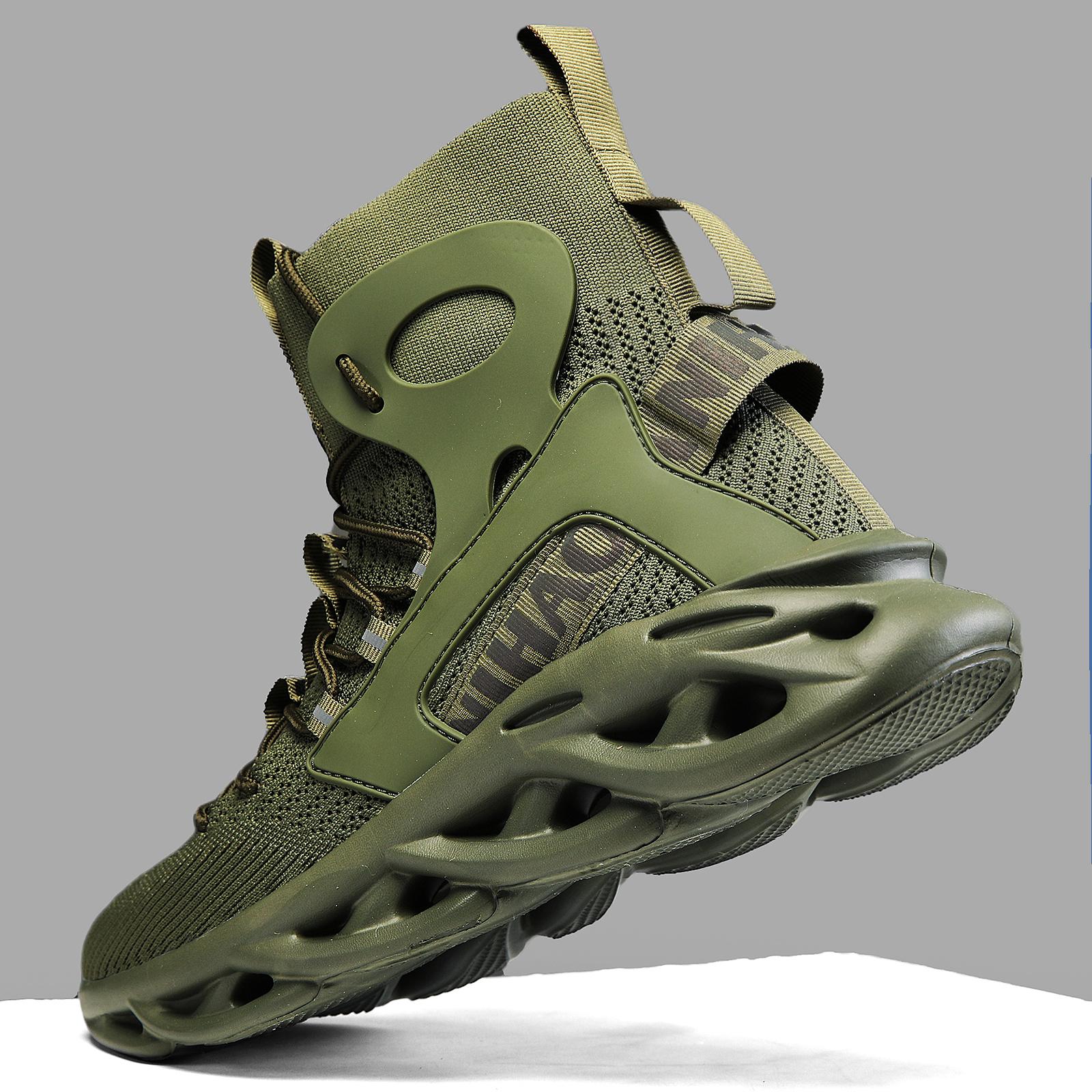 Men's Top Shock Absorption Type Shoes, Breathable Lace Up Non-Shoes Jogging Walking