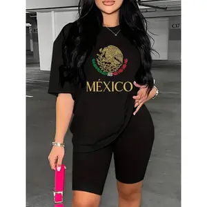 Soft Comfy Mexico America Cup Graphic Unisex Cotton T-Shirt, Crew Neck Short Sleeve Casual Soccer Fan Tee, Daily Game Day Outfit For Women