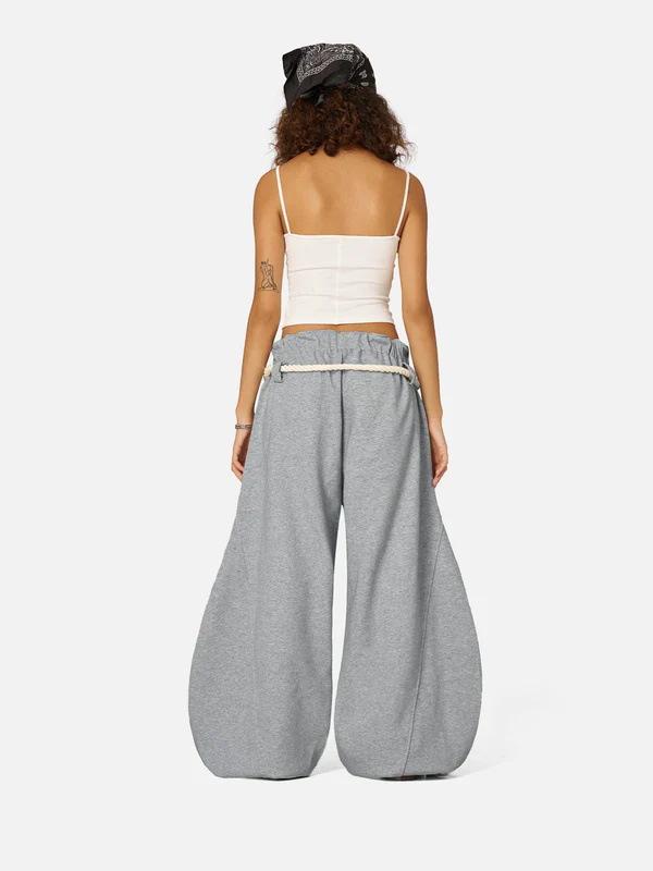 YYK High Waist Baggy Wide-Leg Sweatpants with Pockets Drawstring Elastic Waist Casual Streetwear Vintage Streetwear Joggers for men and women