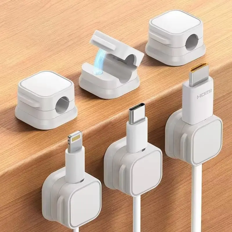 6-Pack Cord Organizer Cable Clips - Cable Management, Adhesive Phone Charging Wire Holder for Nightstand/Wall, Home Office Desk Accessories Decor Essentials