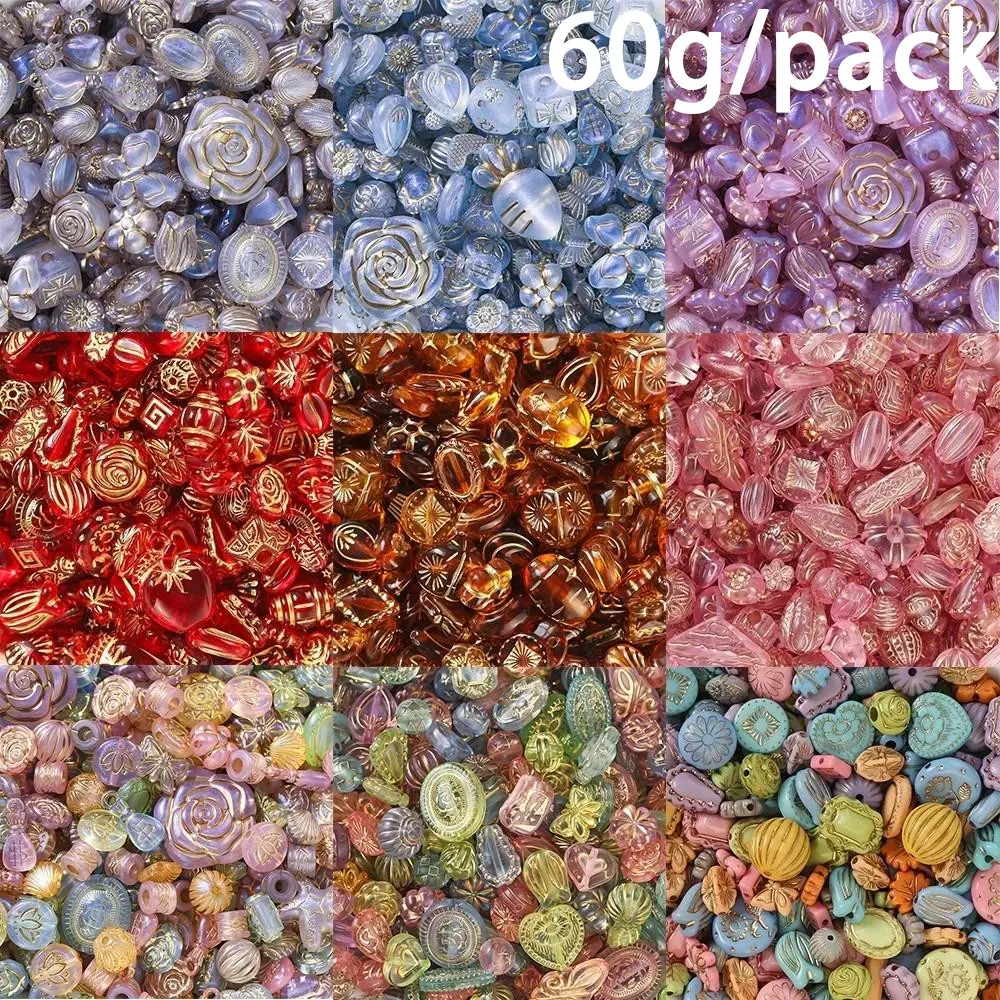 60g Vintage Baroque Acrylic Bead Mix, Gold Foil Acrylic Beads in Mixed Styles & Sizes, Diy Beads Assortment, Irregular Loose Beads for DIY Bracelet Making, Phone Strap Charms & Necklace Craft Kit, Handmade Supplies, Craft Finds