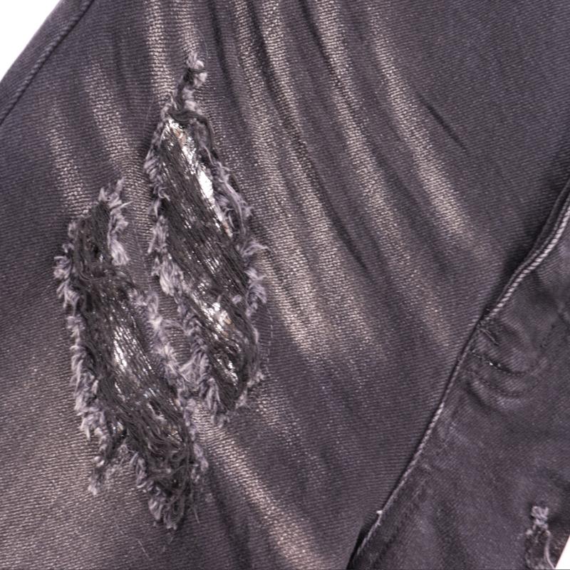 Men's Jeans High Street Black Ripped Old Foot Pants Casual Cotton Denim Fabric graduation  outfits rip frayed jean