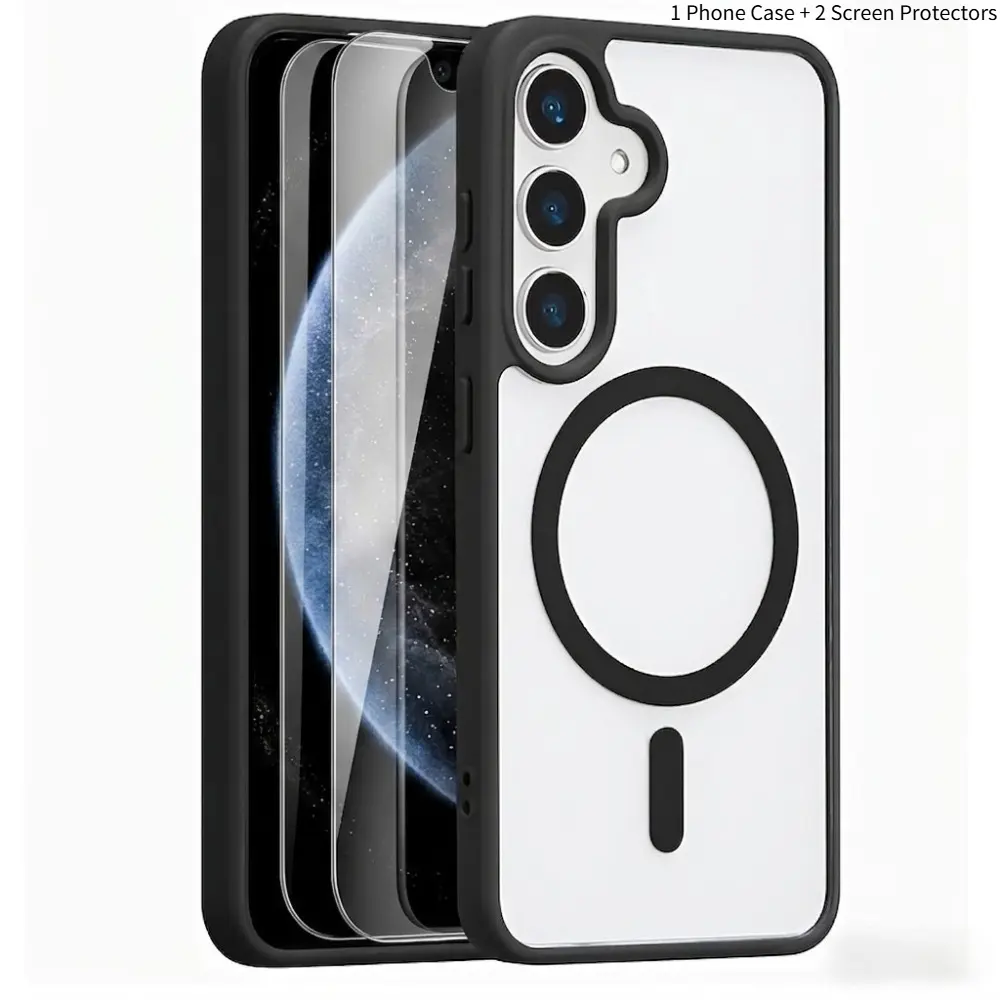 Phone Case - [Luxury Magnetic Case] Magnetic Clear Case Compatible with Samsung Compatible with Galaxy S26 Ultra S26 Plus S26 S25 FE S25 Edge S25 Ultra S25 Plus S25 S24 FE S24 Ultra S24 Plus S24 S23 FE S23 Ultra S23 S22 Ultra S22 Wireless Charge Sli