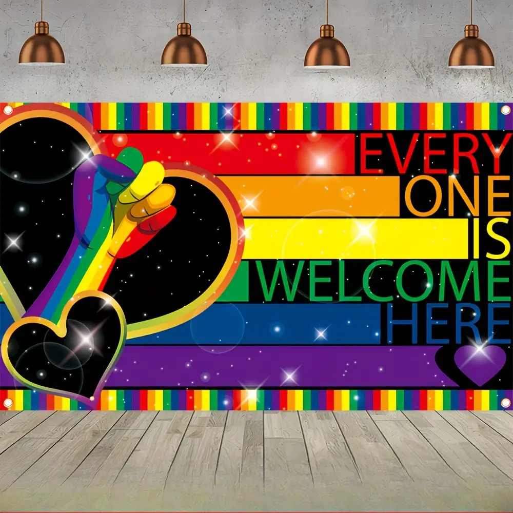Pride Rainbow Print Lightweight Polyester Tapestry, Home Decor Photo Backdrop Wall Decor for Pride Celebration Events, Indoor Outdoor Use