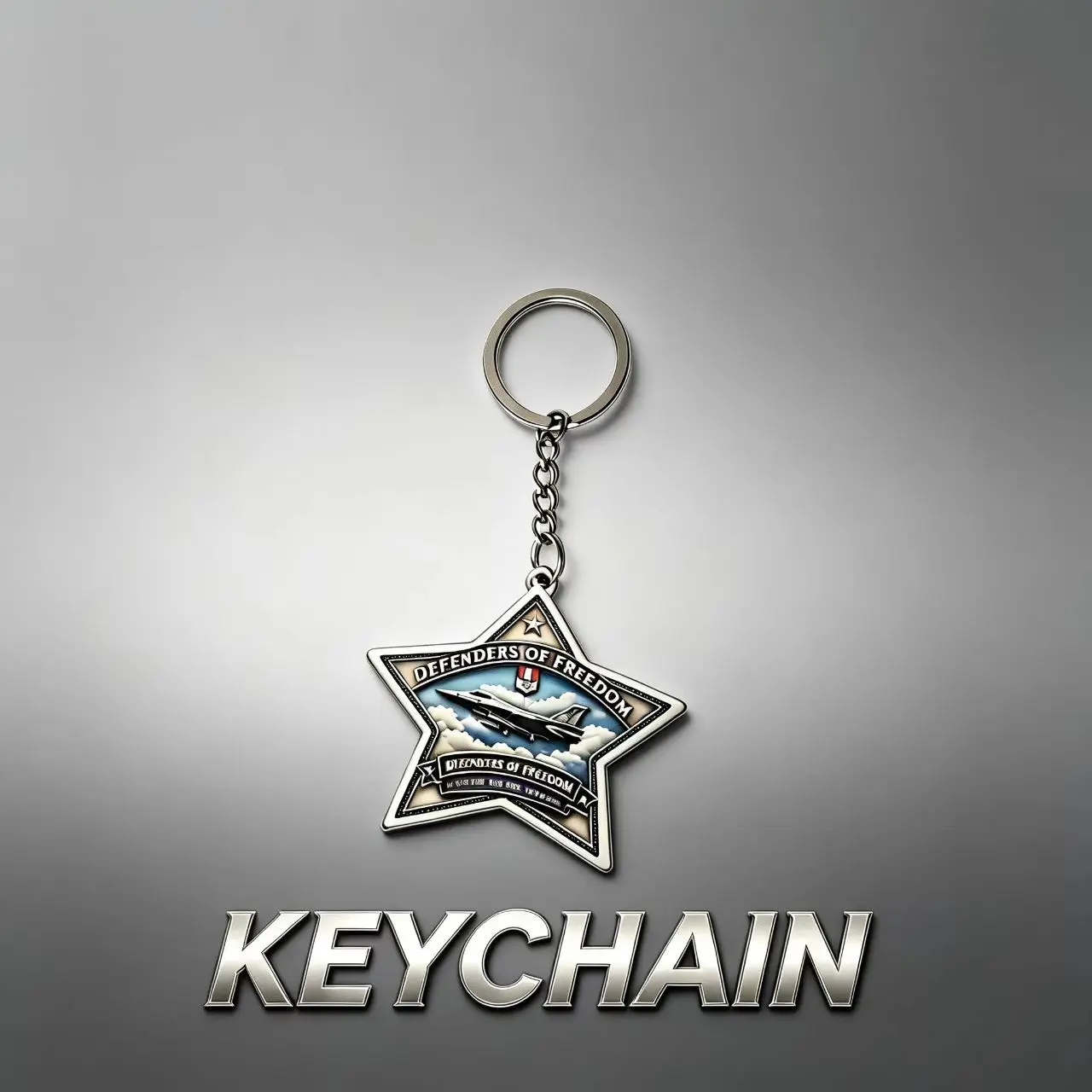 Military Aircraft Keychain, Five-Point Star Metal Pendant, Men's Memorial Gift, Backpack Decoration, Multi-Scene Accessory