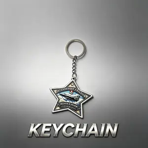 Military Aircraft Keychain, Five-Point Star Metal Pendant, Men's Memorial Gift, Backpack Decoration, Multi-Scene Accessory
