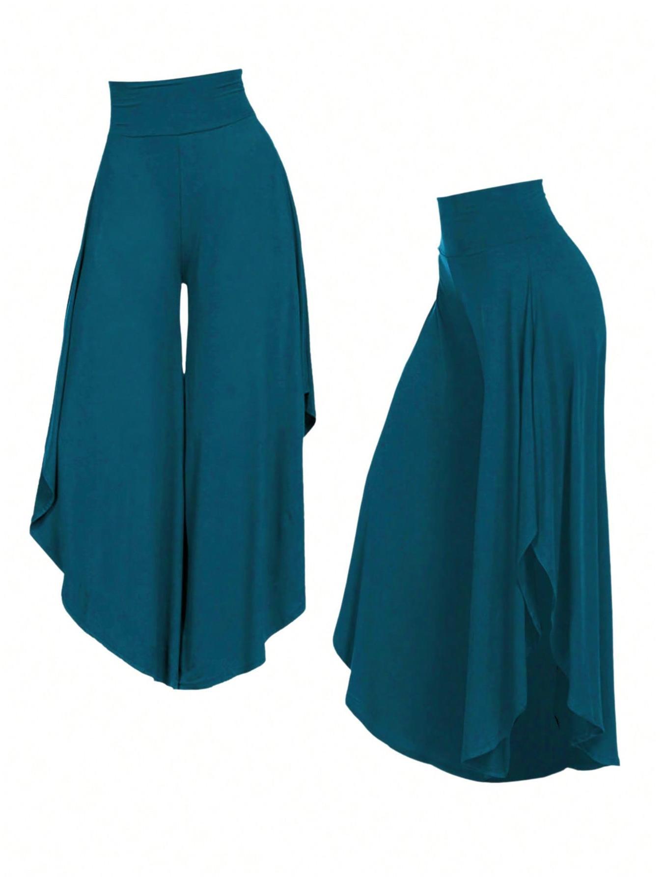 【Plus Size】 Solid Color Wide Leg Pants, Casual Comfy Trousers for Daily Wear, Women's Bottoms for All Seasons