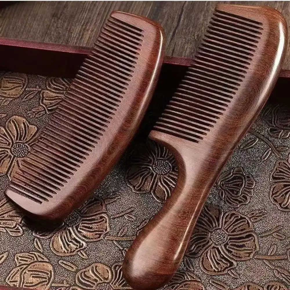 Natural Sandalwood Comb Duo, Anti Static Frizz Resistant Wooden Combs, 2-Pack Set For Long Hair, Gentle Scalp Massage For Daily Hair Care Routine.sohochic.