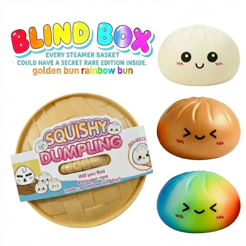 Expressive Big Dumpling Squishy - Blind Box, Mysecret Bun Fidget Toy, Soft TPR Material, Stress Relief, Unboxing Surprise, Random Style per Pack.Valentine's Day and Easter gifts, suitable for children to exchange gifts