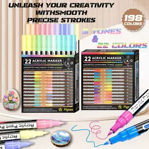 Flysea 330 colors/15 color series/22 colors/box Acrylic markers, paint markers, painting pens Acrylic pigment markers, fine tipped markers 0.7mm stackable colors, strong coverage, art studio supplies, DIY creations, school art supplies, back to school sea