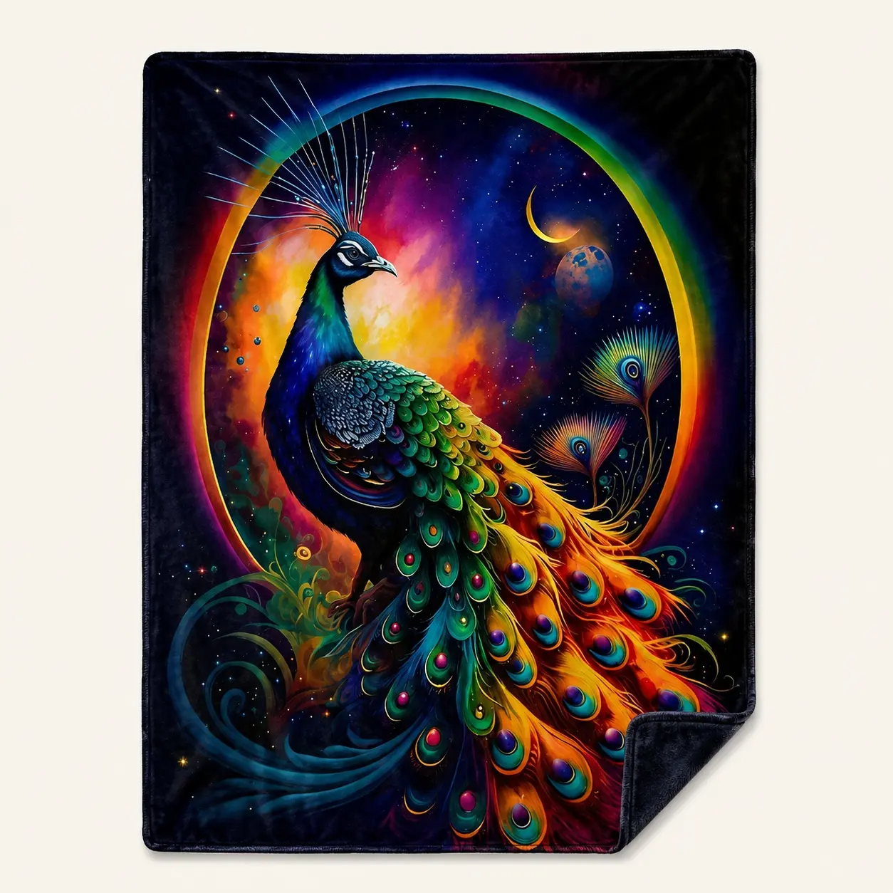 Unisex Durable Polyester Throw Blanket - Distinctive Peacock Feather Graphic Art Print, Ultra-Soft, Multi-Size (30x40in/50x60in/60x80in), Ideal for Napping/Movies & TV/Sofa, Holiday Gift