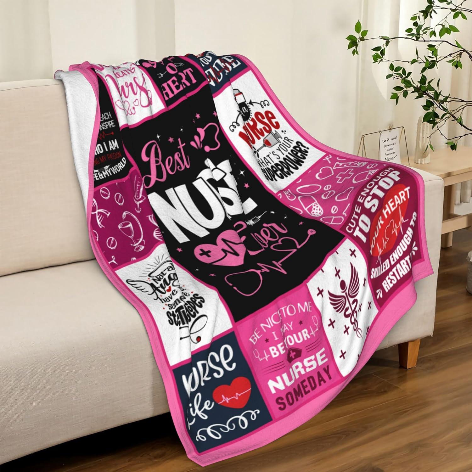 Nurse Blanket 80"X60", Nurse Gifts for Women, National Nurses Day Gifts for Nurse, Nurse Gift for Her, Nurse Week Gifts, Nurse Practitioner Gifts, Nurse Appreciation Gifts, Christmas Birthday Graduation Gifts for Nurse