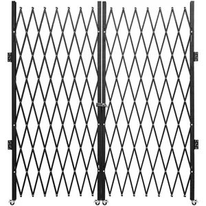 【DealsForYouDays】VEVOR Double Folding Security Gate, 5' Hx 10' W Folding Door Gate, Steel Accordion Security Gate, Flexible Expanding Security Gate, 360 Rolling Barricade Gate, Scissor Gate or Door with Keys