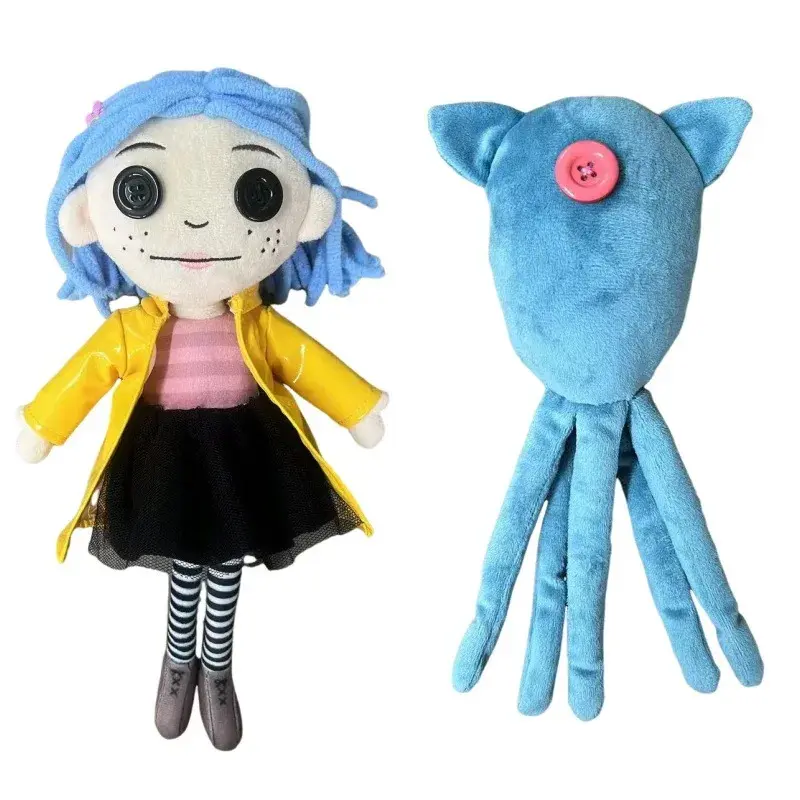 28cm Coraline Plush Stuffed Toy - Kawaii Collectible Figure, Fluffy Soft Pillow Doll, Cute Collectibles, Kids' Birthday Gift & Home Decoration, Collectible Figures