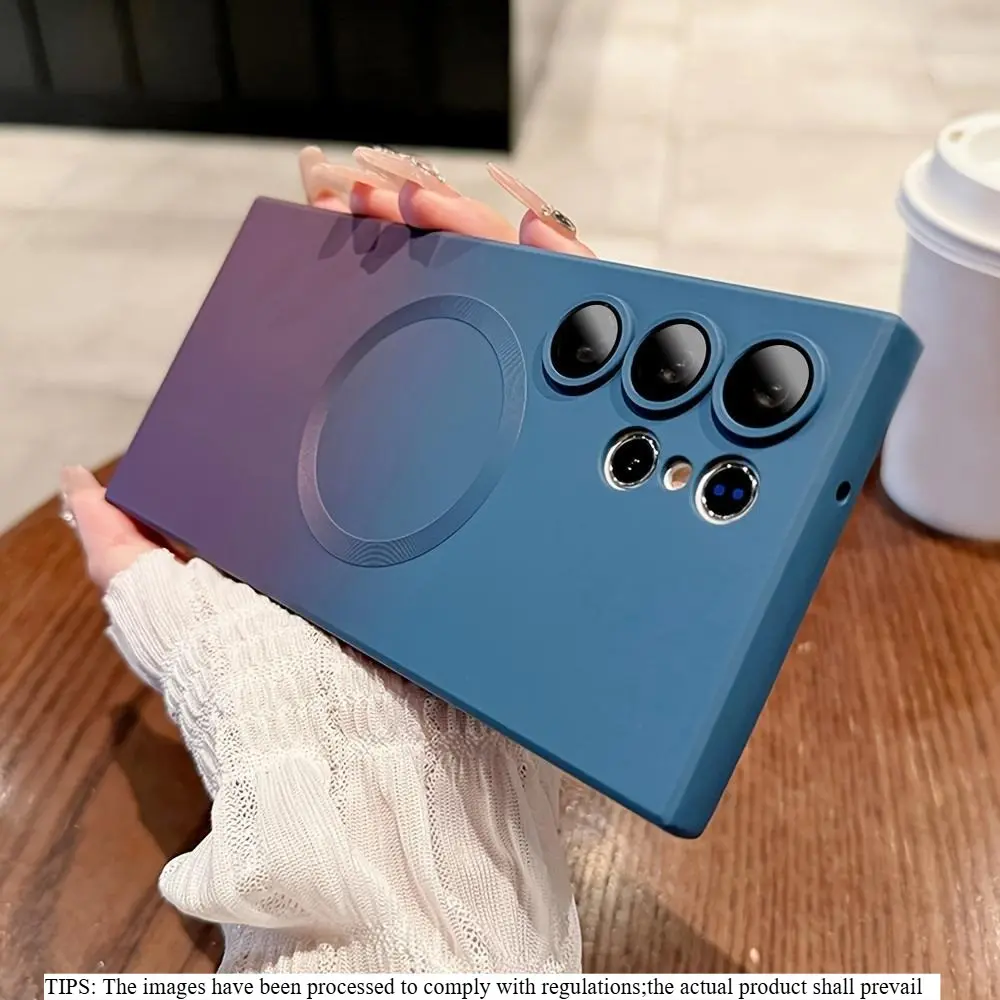 Luxury Magnetic Wireless Charging Protective Cellphone Case, Shockproof Cellphone Casing for Samsung Galaxy S25/S24/S23/S22 Ultra/Plus/FE, Magsafe Magnetic Shell, Soft TPU Material, Glass Lens Protector, Shockproof Design, Accessories