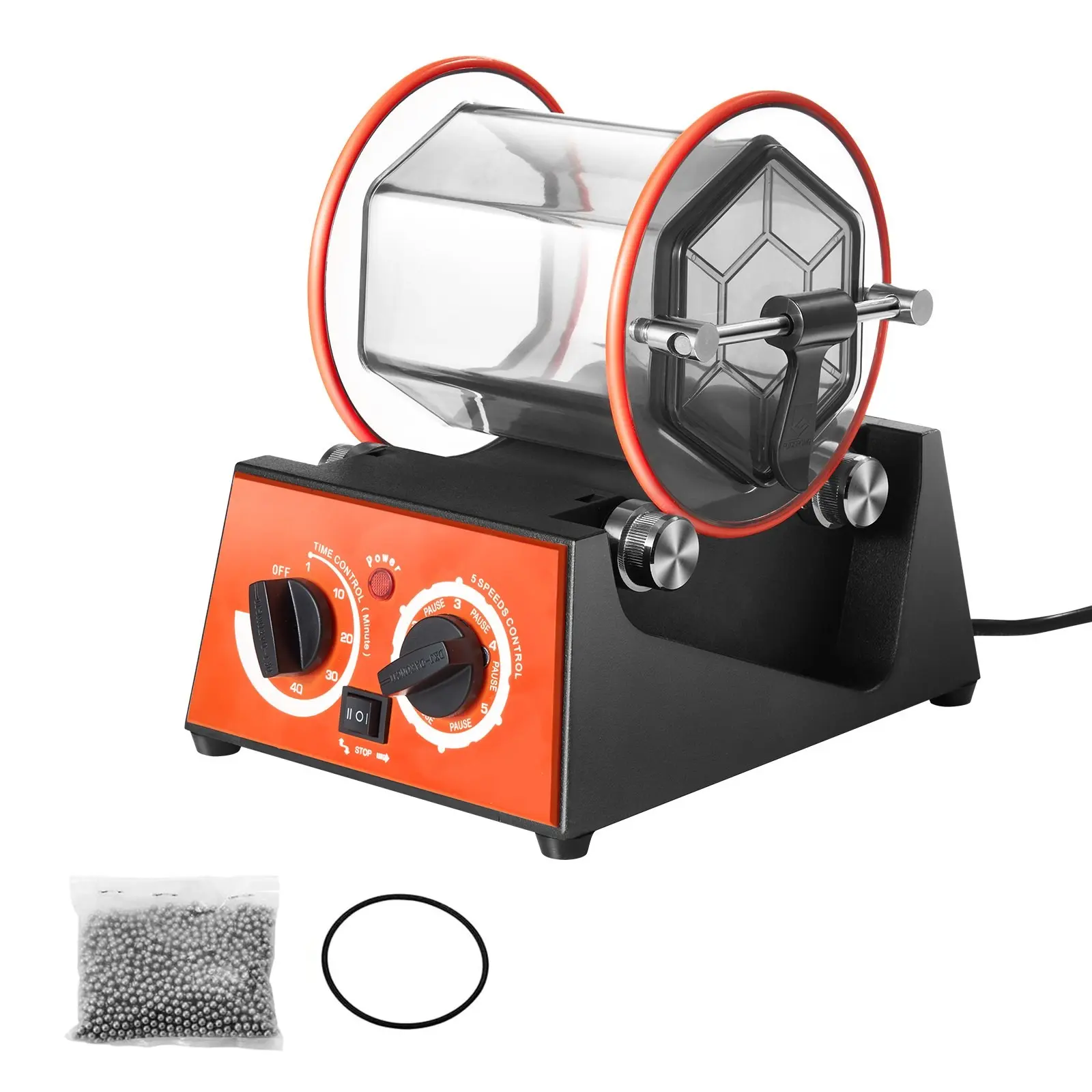 Jewelry Polisher Tumbler, 6.6lbs/3kg Capacity Mini Rotary Tumbler Machine With 0-60 Minutes Timer, 5 Speeds Jewelry Rotary Finisher For Surface Polishing, Grinding, Buffing Gemstones, Jewels, Coins And Accessories