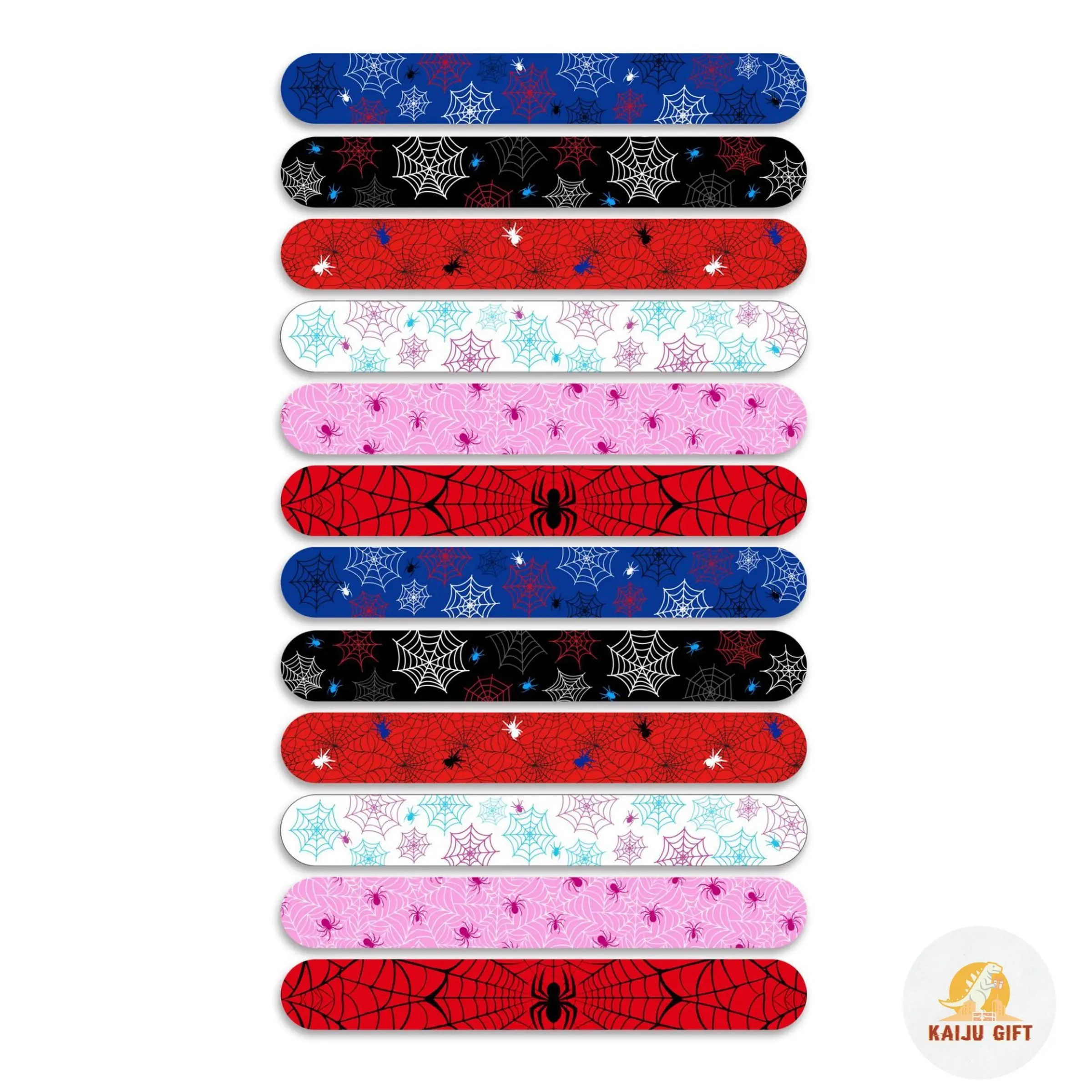 12pcs Spider Web Slap Bracelets, Superhero Theme Birthday Party Favors, Snap Bands Goodie Bag Fillers for Boys and Girls, Fun Party Accessories
