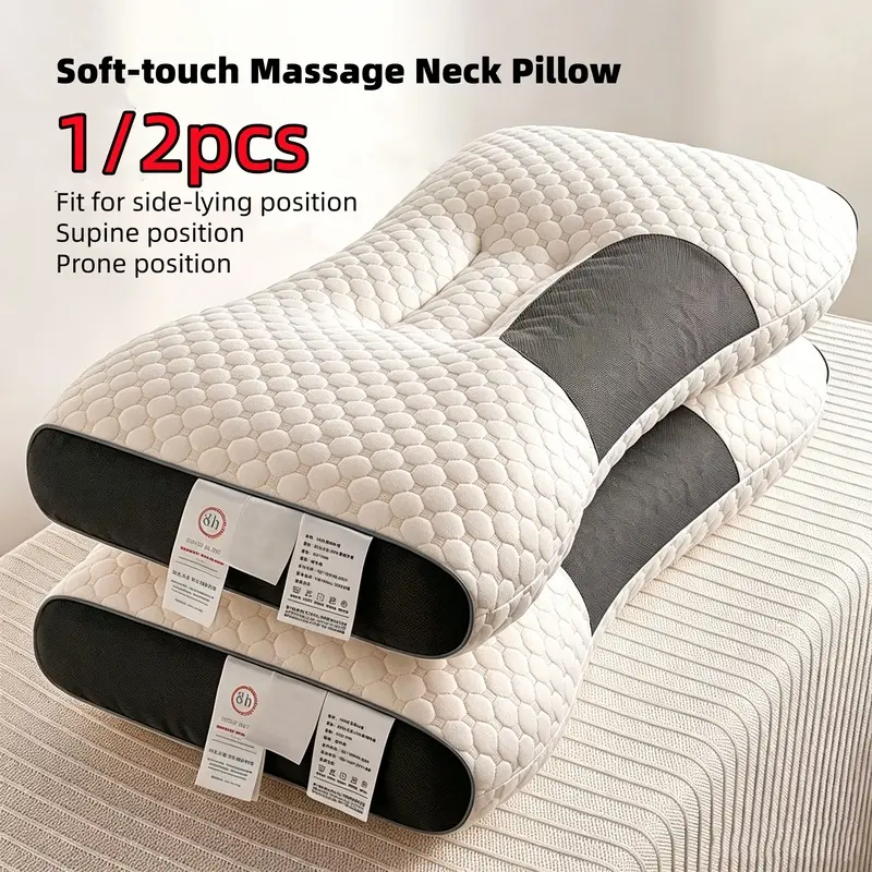 1/2 pieces 3D SPA massage pillow - Cervical corrective neck pillow - Helps with sleep and protects the pillow - Neck fiber massage pillow - 1/2 piece knitted pillow - SP - Neck protection - Sleep massage pillow core - Household pillow - Living room and be