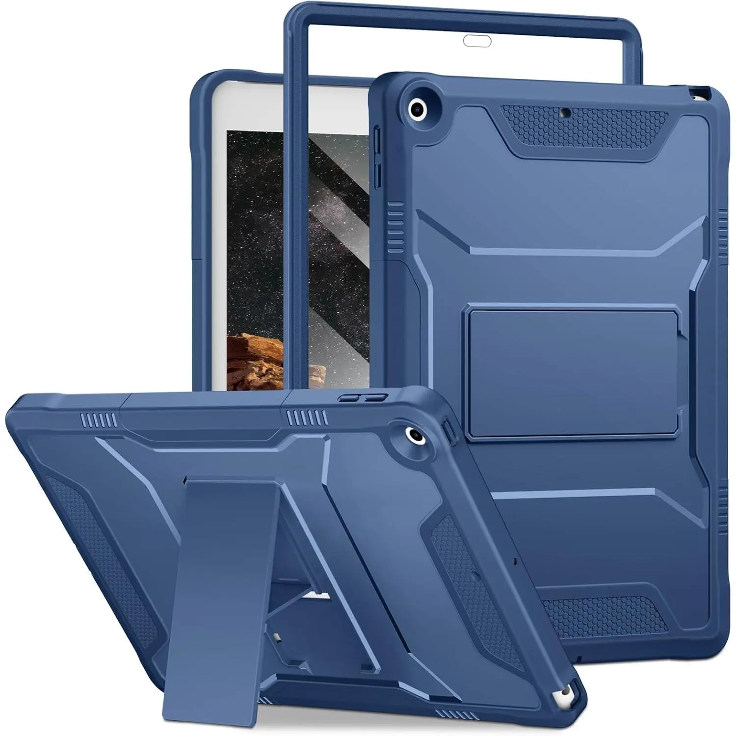Case for for iPad 9th/8th/7th Generation 10.2-inch, Navy Blue | Durable Shockproof Protective Cover, -in Screen Protector & Kickstand, Corner Protection