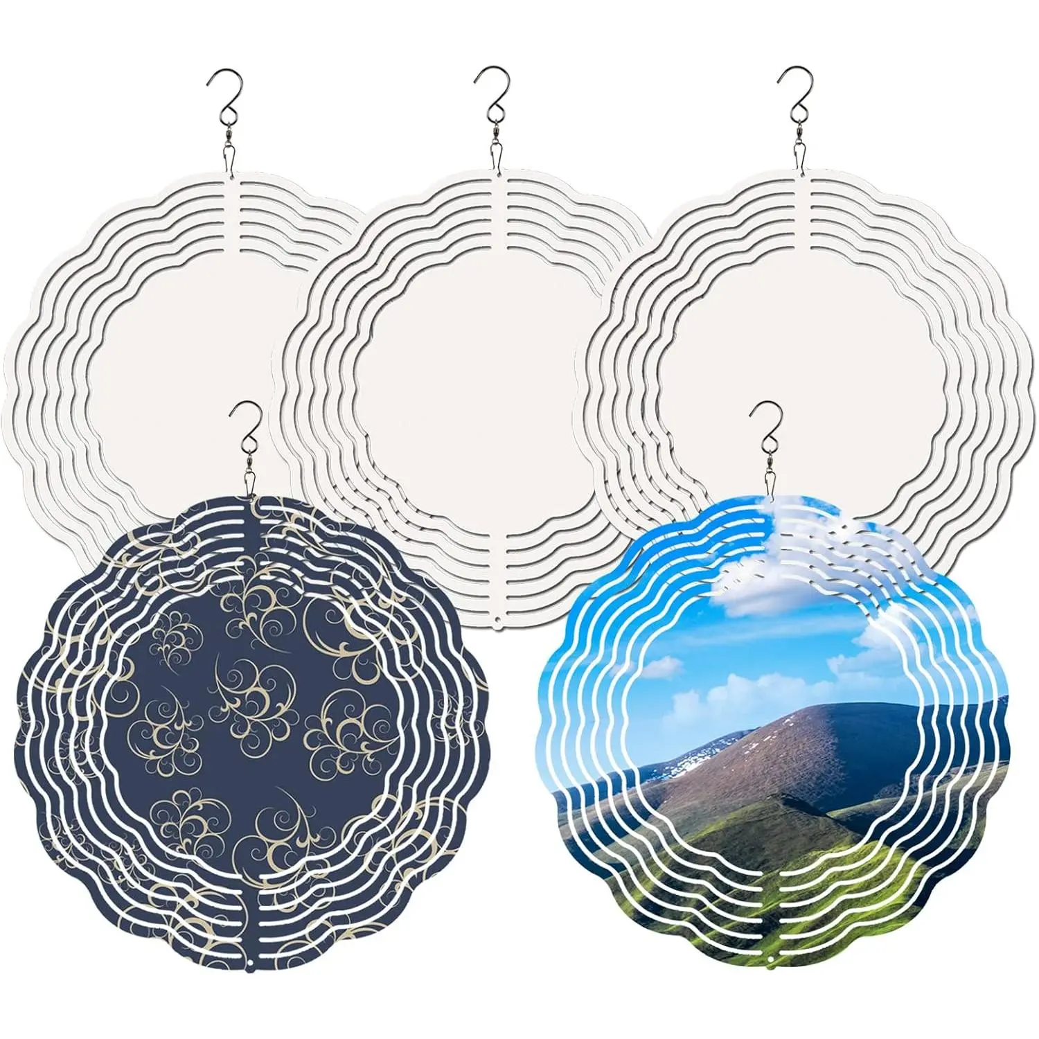 5 count Sublimation Wind Spinner Blanks 8 INCH Round Sublimation Blanks Products Stainless Steel Metal Indoor Outdoor Garden Decoration for Heat Press Transfer Sublimation Blank