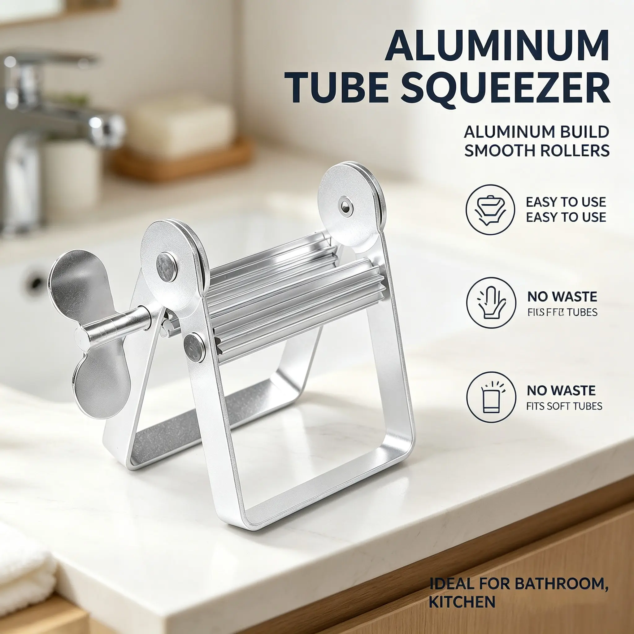 Metal Toothpaste Tube Squeezer,Aluminum Toothpaste Dispenser, Manual Metal Tube Squeezer, Ideal for Hair Dye, Paints, Toothpaste, Durable and Easy to Use, Toothpaste Squeezers