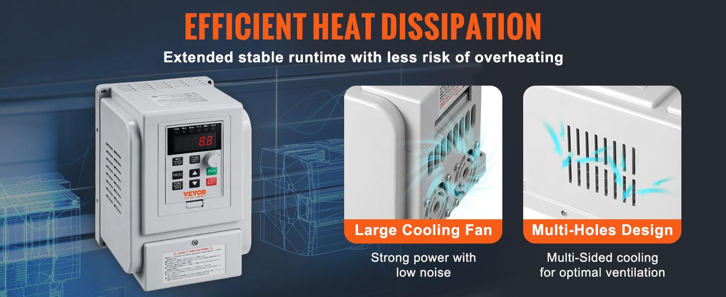 VEVOR VFD 3HP, 2.2KW, 10A, 1 Phase 220V-240V Input to 3 Phase 220V-240V Output Variable Frequency Drive, 0-400Hz VFD for AC Motor Speed Control