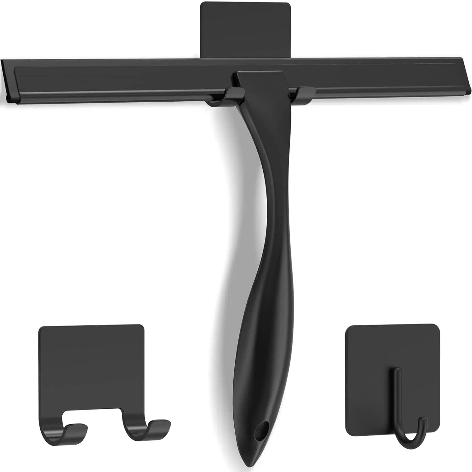 10-in Stainless Steel Squeegee Scraper with Silicone Blade, Home Supplies Bathroom Tile Cleaner Squeegees, Includes 2 Adhesive Hooks for Glass Doors, Windows, Cars, Scraper Squeegees