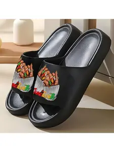 1 pair of unisex slippers, new style slippers, Juneteenth manicure slippers, indoor/outdoor slippers, holiday gift slippers, women's home shoes, room slippers, birthday gift slippers, casual slippers, bathroom slippers