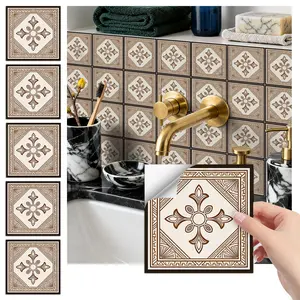 Moroccan Vintage Flower Tile Stickers, Self Adhesive Waterproof Wall Decor, Kitchen Bathroom Backsplash, DIY Home Makeover